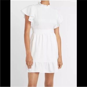 Express x LadyGang White Ruffled Dress Size 0